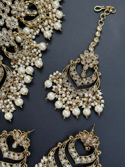 antique Gold Necklace Pearls Jhumka