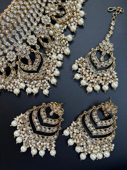 antique Gold Necklace Pearls Jhumka