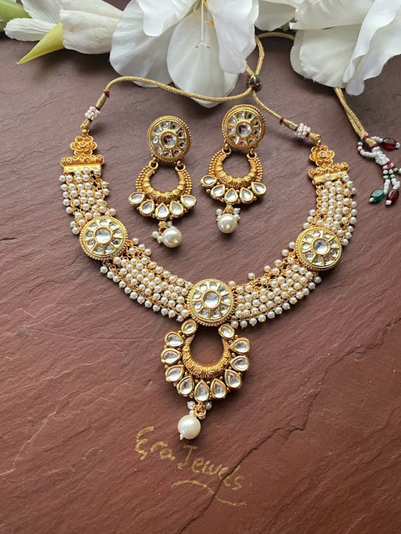 Pearl guttapusalu Choker Necklace set