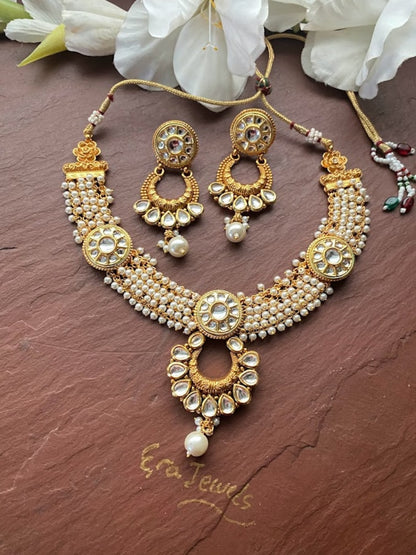 Pearl guttapusalu Choker Necklace set