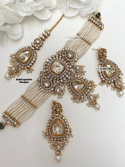 Premium Quality Kundan Pearls Choker Set