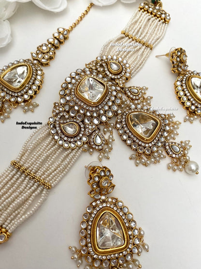 Premium Quality Kundan Pearls Choker Set