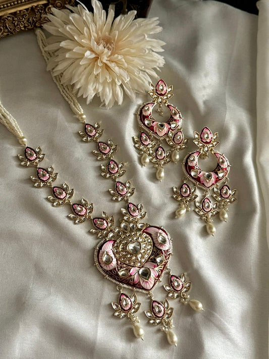 Long Minakari Necklace Polki Necklace Handmade Indian Jewelry