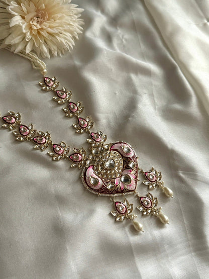 Long Minakari Necklace Polki Necklace Handmade Indian Jewelry