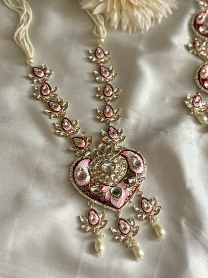 Long Minakari Necklace Polki Necklace Handmade Indian Jewelry