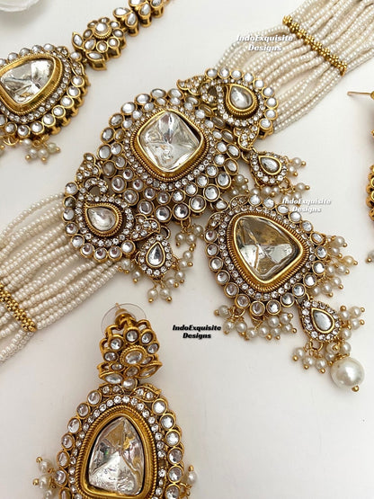 Premium Quality Kundan Pearls Choker Set