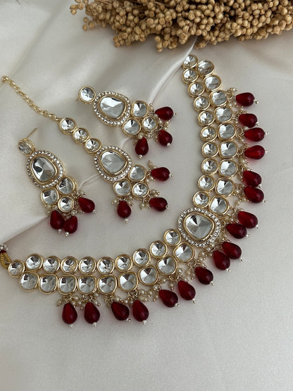 Pearl Uncut Kundan Choker Jhumki Tikka Set
