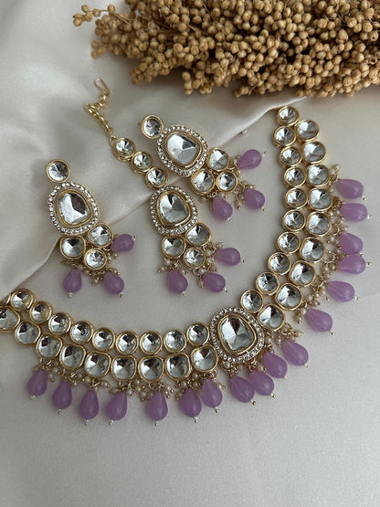 Pearl Uncut Kundan Choker Jhumki Tikka Set