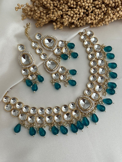 Pearl Uncut Kundan Choker Jhumki Tikka Set