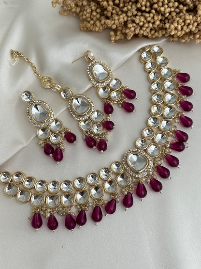 Pearl Uncut Kundan Choker Jhumki Tikka Set