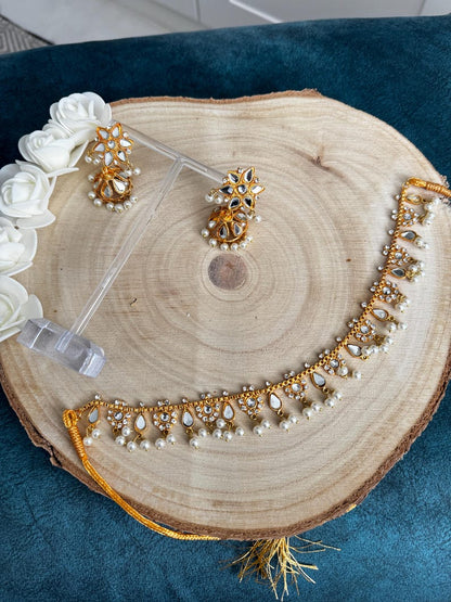 Kundan Mirror Work Necklace and Earrings Set