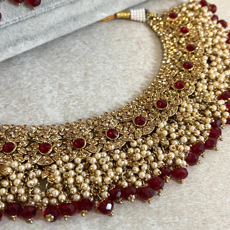 Maroon Bridal Necklace Set