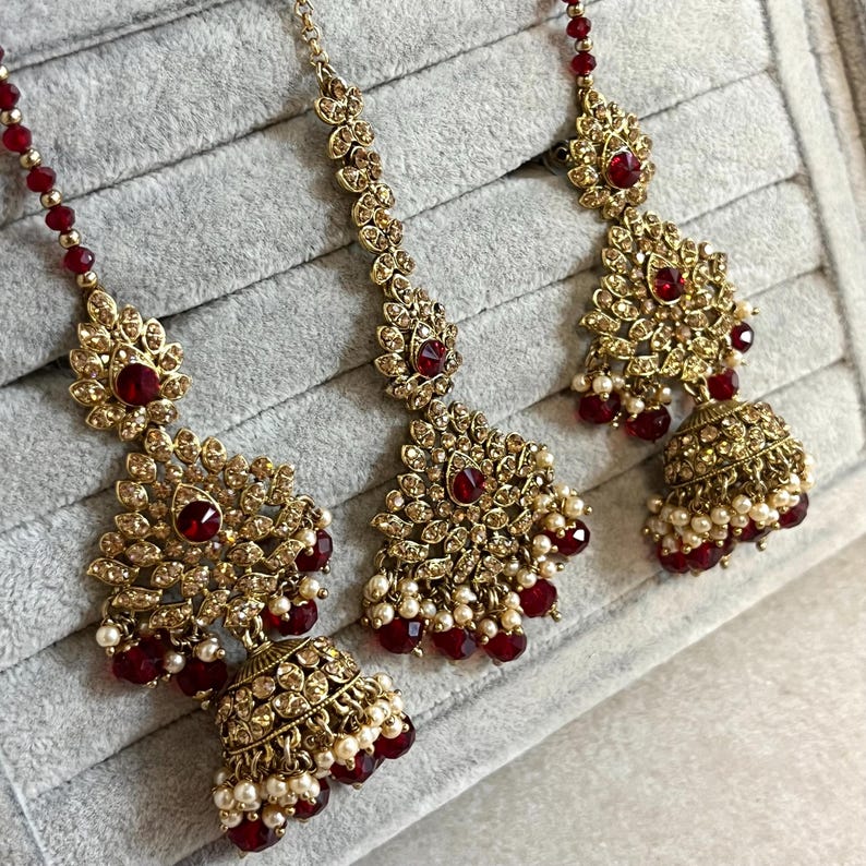 Maroon Bridal Necklace Set