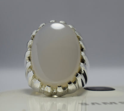 Deep White Yemeni Aqeeq Ring Most Loved