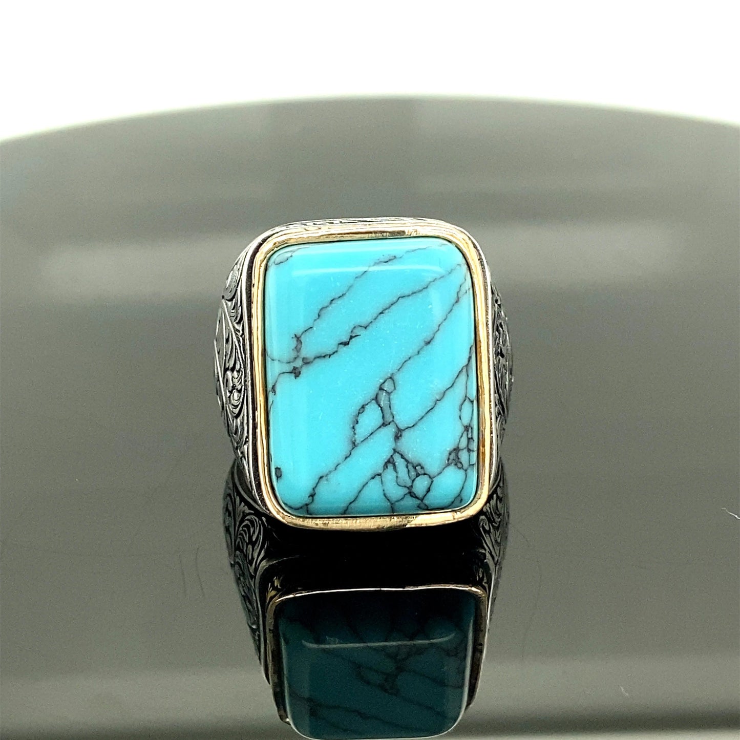 Turquoise Natural Stone Men Rings