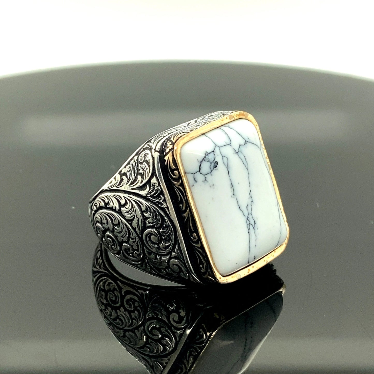 Turquoise Natural Stone Men Rings