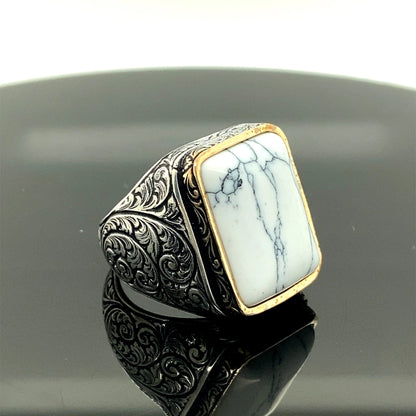 Turquoise Natural Stone Men Rings