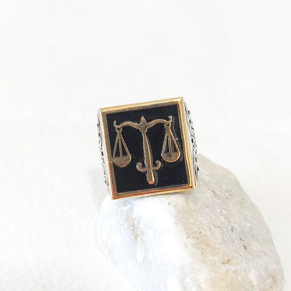 925 Sterling Silver Scales of Justice Ring
