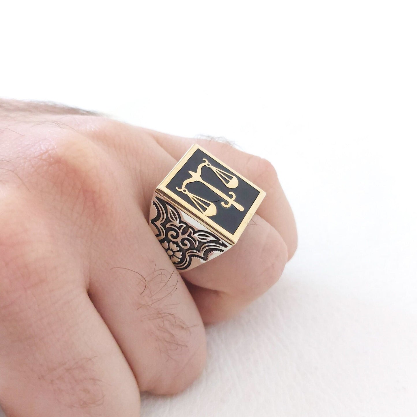 925 Sterling Silver Scales of Justice Ring