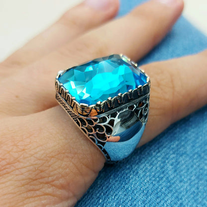 Aquamarine Gemstone Handmade Sterling Silver