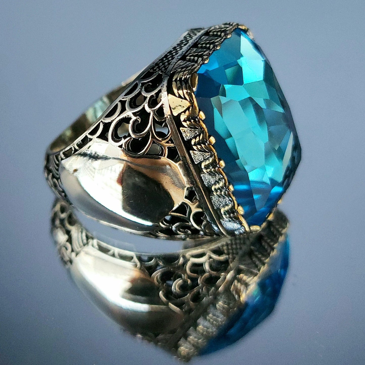 Aquamarine Gemstone Handmade Sterling Silver