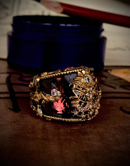 Men Warrior Smoky Brown Stones Ring