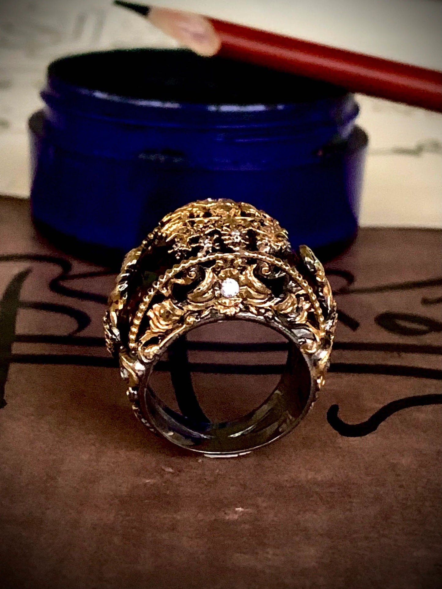 Men Warrior Smoky Brown Stones Ring