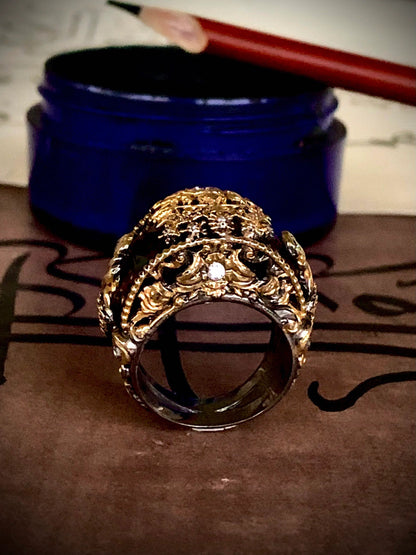 Men Warrior Smoky Brown Stones Ring