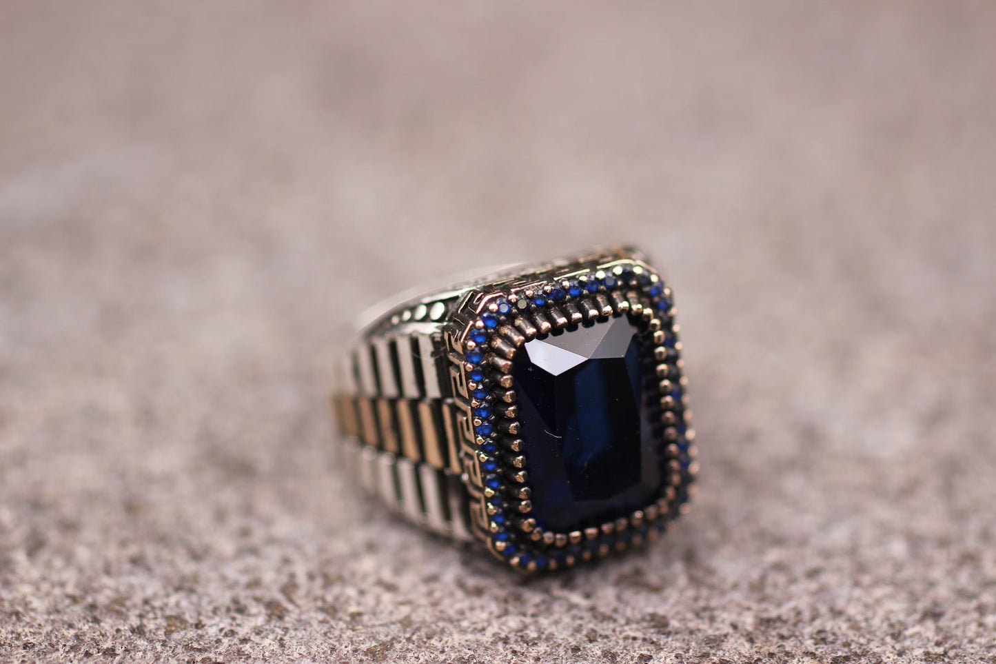 Sapphire Men Ottoman Style Ring