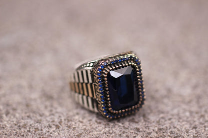 Sapphire Men Ottoman Style Ring