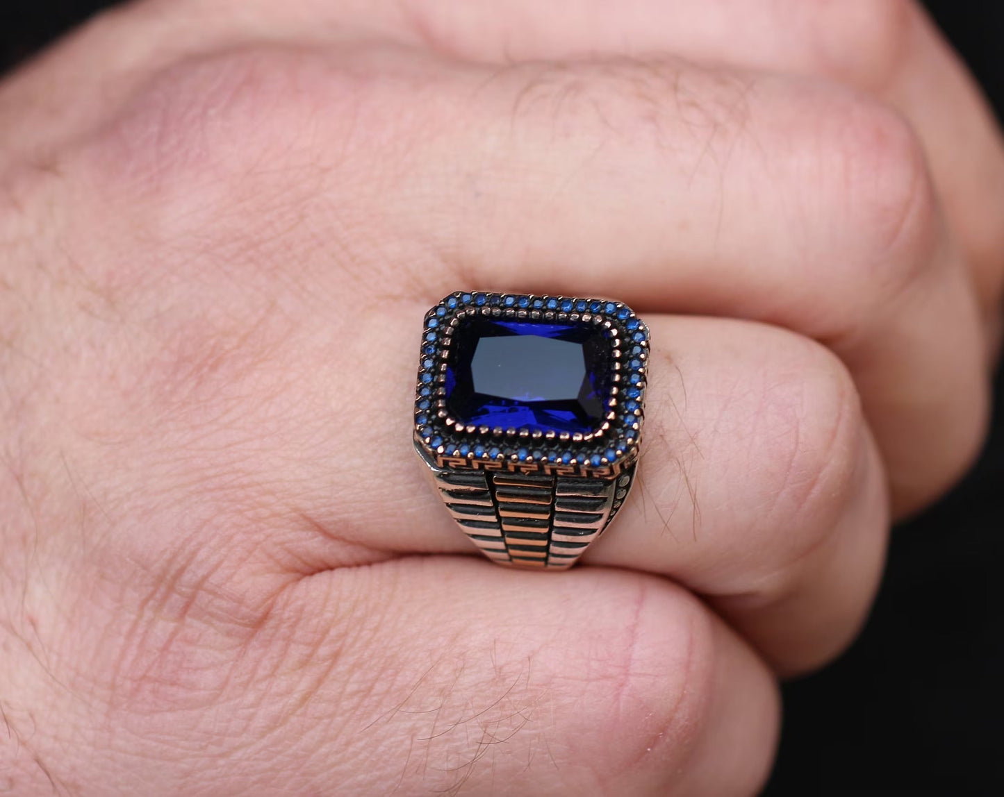 Sapphire Men Ottoman Style Ring