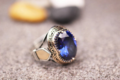 Mens Sapphire Handmade Ring