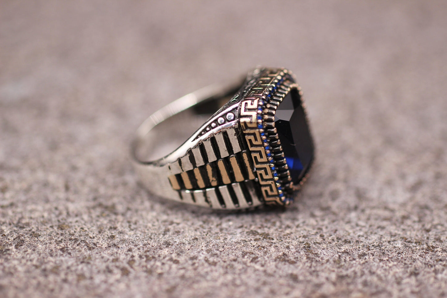 Sapphire Men Ottoman Style Ring