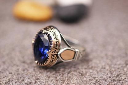 Mens Sapphire Handmade Ring