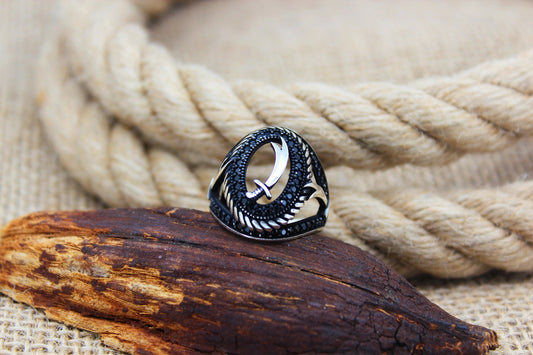 Zircons Solid 925 Sterling Silver Men's Ring