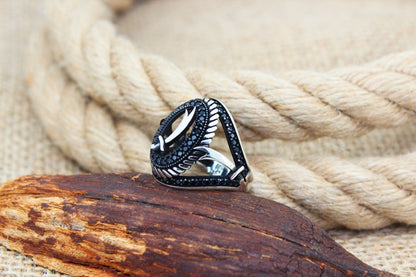 Zircons Solid 925 Sterling Silver Men's Ring