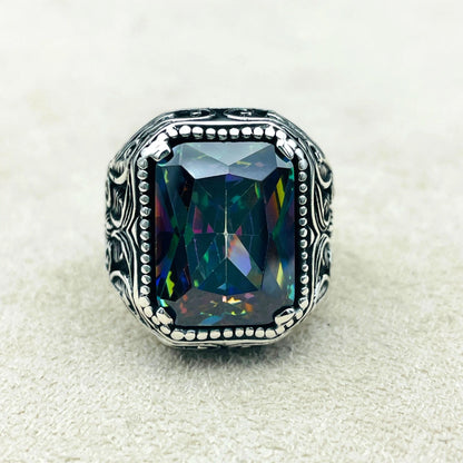 Mystic Topaz Multi Color Stone Ring Men