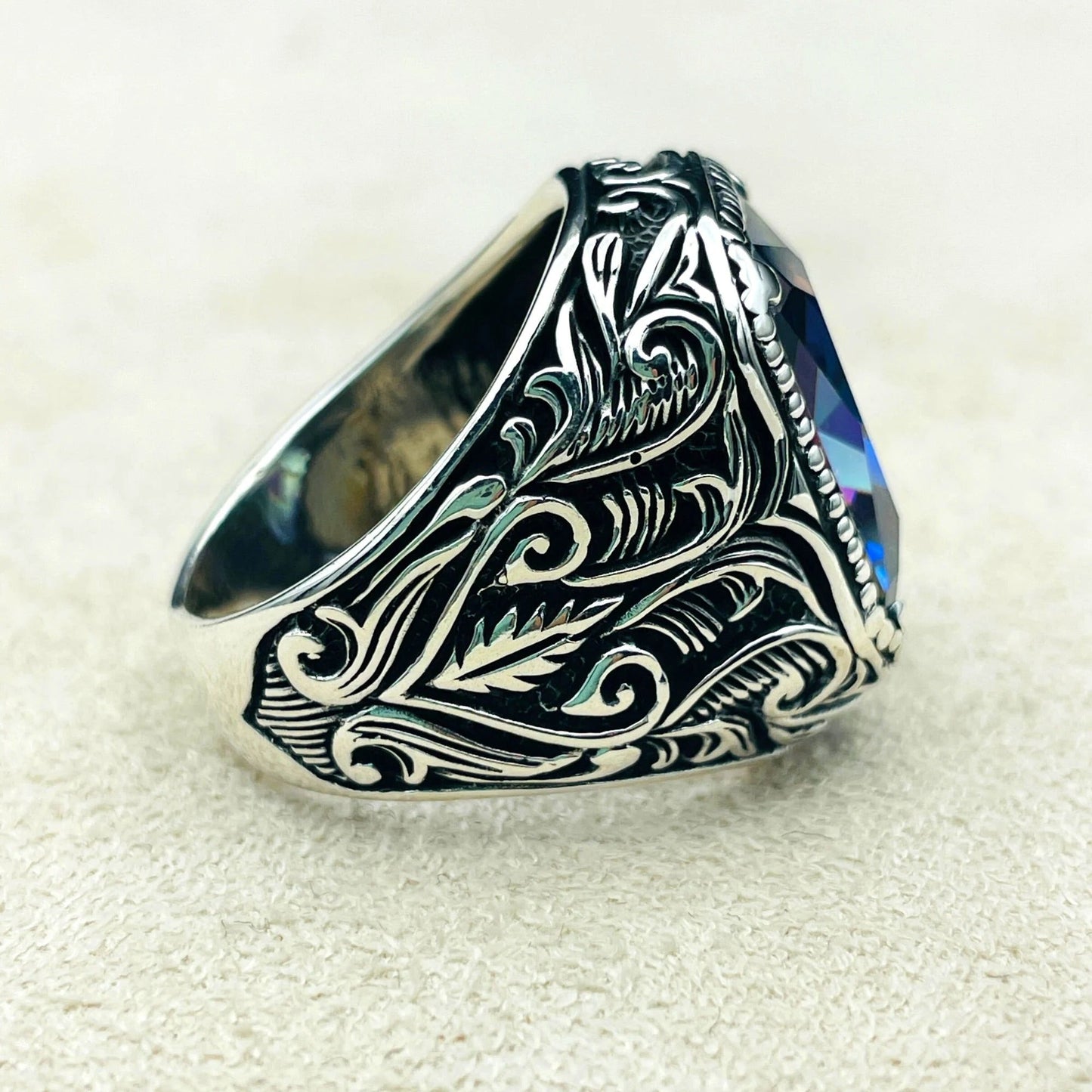 Mystic Topaz Multi Color Stone Ring Men