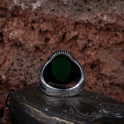 Oval Green Aqeeq Men Ring Most Loved