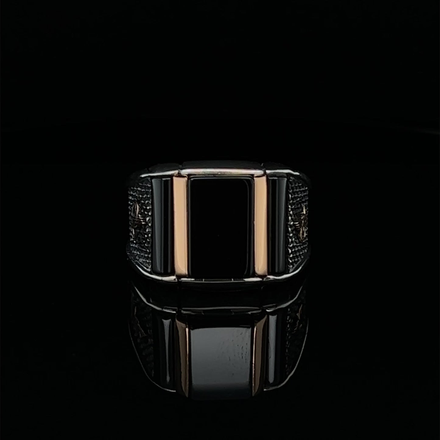 Black Gemstone Custom Sterling Silver Ring