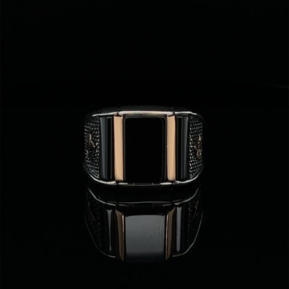 Black Gemstone Custom Sterling Silver Ring