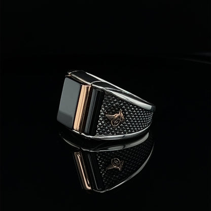 Black Gemstone Custom Sterling Silver Ring