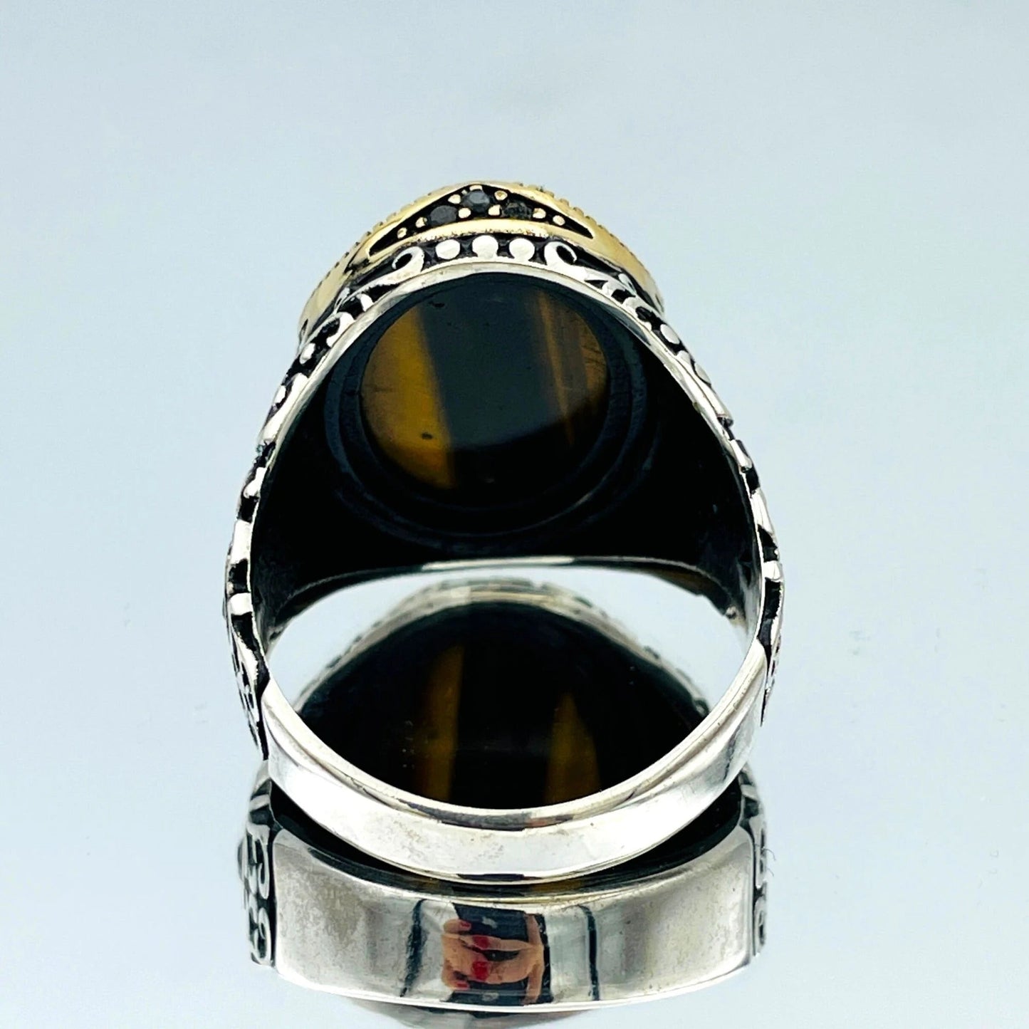 Mens Brown Tiger's Eye Stone Ring