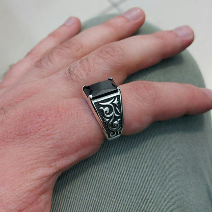 Silver Onyx Stone Ring