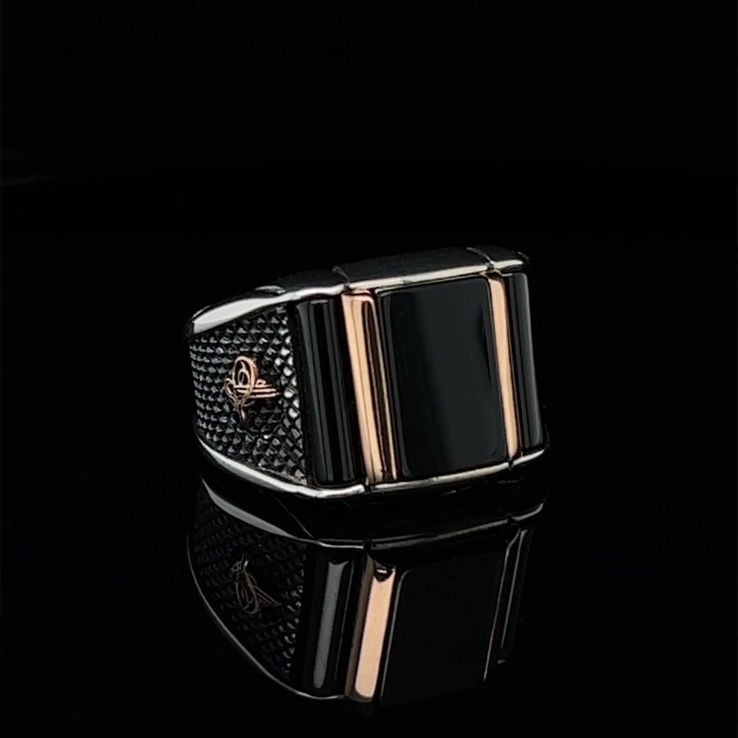 Black Gemstone Custom Sterling Silver Ring