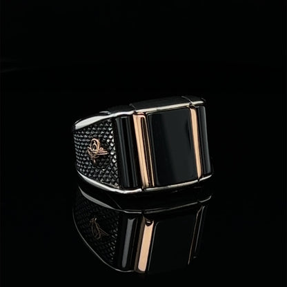 Black Gemstone Custom Sterling Silver Ring