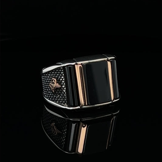 Black Gemstone Custom Sterling Silver Ring