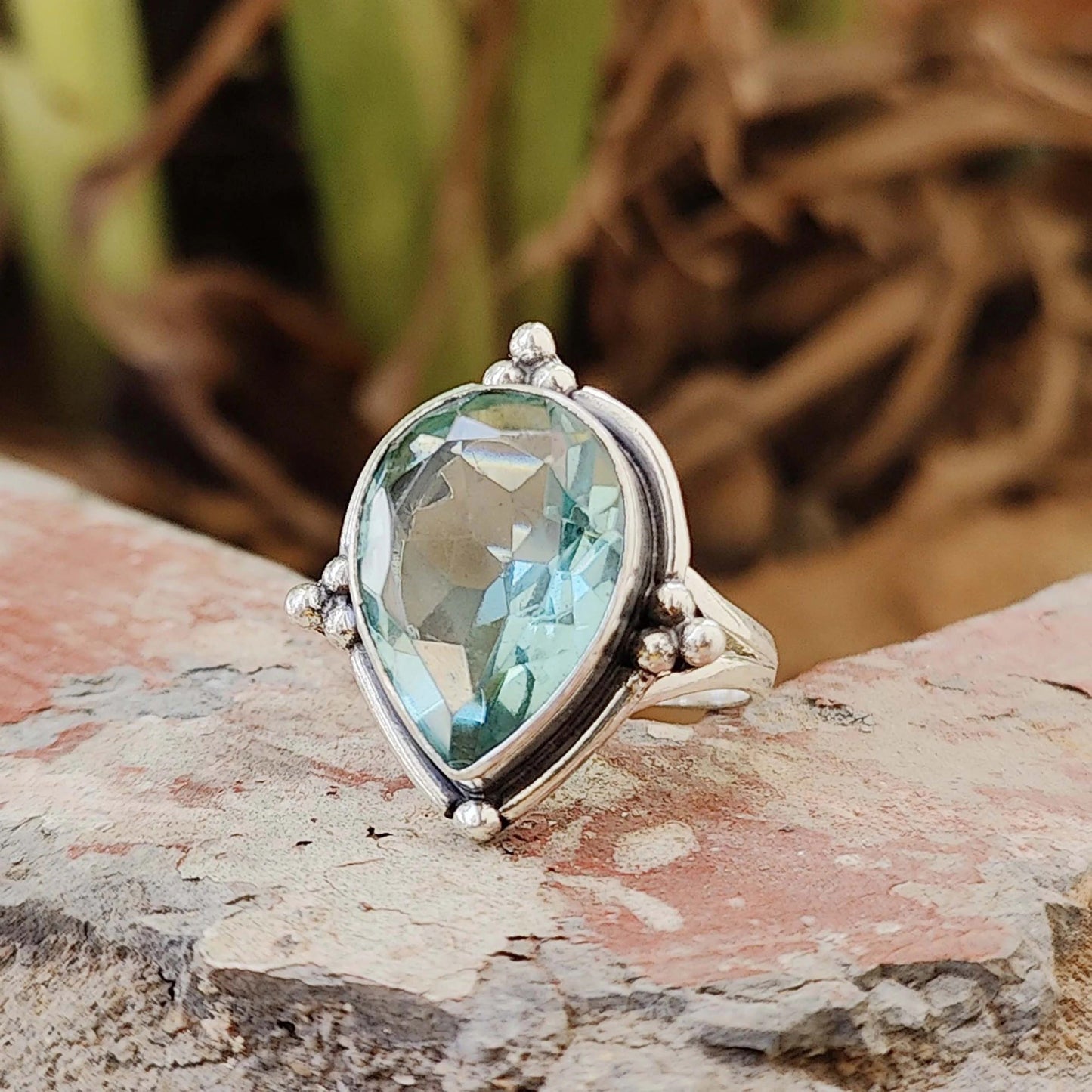 Aquamarine Ring 925 Silver Ring