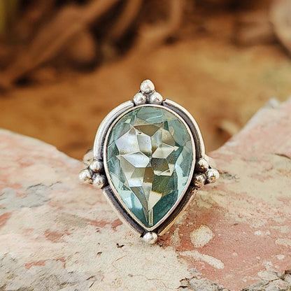 Aquamarine Ring 925 Silver Ring