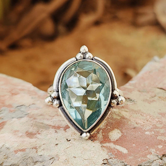 Aquamarine Ring 925 Silver Ring